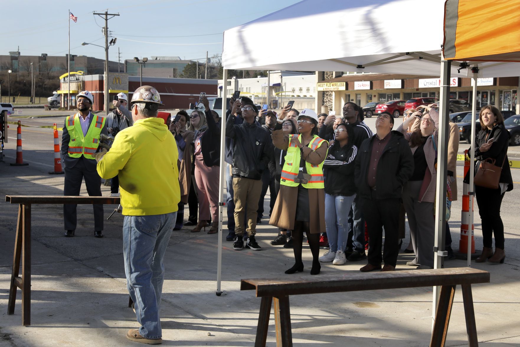 Topping out ceremony at Teen Center in Ferguson